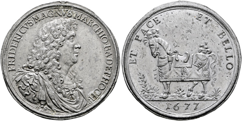 Baden-Durlach. Friedrich VII. Magnus 1677-1709. 
Zinnmedaille 1677 von Johann C...