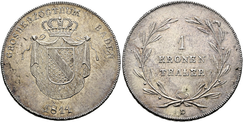 Baden-Durlach. Karl Ludwig Friedrich 1811-1818. 
Kronentaler 1814. AKS 24, J. 2...