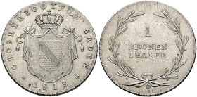 Baden-Durlach. Karl Ludwig Friedrich 1811-1818. 
Kronentaler 1818. AKS 25, J. 21, Kahnt 17, Thun 15.
leichte Justierspuren auf dem Revers, gutes vor...