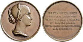 Baden-Durlach. Marie Amalie Elisabeth, Markgräfin von Baden *1817, †1888, Tochter des Großherzogs Karl und Josephine Napoleon. 
Kleine Bronzemedaille...