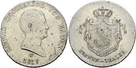 Baden-Durlach. Ludwig 1818-1830. 
Kronentaler 1819 mit dem verschlungenen Monogramm des Stempelschneiders über der Jahreszahl, sonst ähnlich wie vorh...
