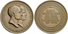 Baden-Durlach. Ludwig 1818-1830. 
Bronzemedaille 1819 von C.W. Doell, auf die Eröffnung der badischen Ständeversammlung (der erste badische Landtag)....