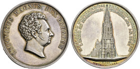 Baden-Durlach. Ludwig 1818-1830. 
Silbermedaille 1827 von L. Kachel, auf die Verlegung des Erzbistums von Mainz nach Freiburg. Die Büste des Großherz...