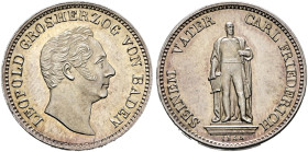 Baden-Durlach. Leopold I. 1830-1852. 
Silberabschlag des Gedenkkreuzers 1844. Auf die Errichtung des Denkmals für Karl Friedrich. AKS 112 Anm. WZ 235...