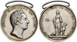Baden-Durlach. Leopold I. 1830-1852. 
Große silberne Verdienstmedaille o.J. (verliehen ab 1831) von Ludwig Kachel und Carl Wilhelm Doell. Kopf nach r...