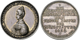 Baden-Durlach. Leopold I. 1830-1852. 
Silbermedaille 1832 von C.W. Doell, auf den Münzbesuch seiner Gemahlin Sophie Wilhelmine. Brustbild der Großher...