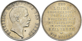 Baden-Durlach. Friedrich I. 1852-1907. 
Münzbesuchsgulden 1856 der Großherzogin Luise. AKS 135, J. 77. Auflage: 776 Exemplare
selten, vorzüglich-Ste...