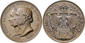 Baden-Durlach. Friedrich I. 1852-1907. 
Bronzemedaille 1892 von A. Schwerdt, auf die Goldene Hochzeit seiner Schwester Alexandrine Luise Amalie (1820...