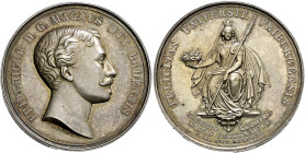 Baden-Durlach. Friedrich I. 1852-1907. 
Silbermedaille 1857 von L. Kachel und C. Voigt, auf die 400-Jahrfeier der Universität Freiburg. Büste des Gro...
