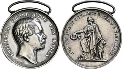 Baden-Durlach. Friedrich I. 1852-1907. 
Große silberne Zivilverdienstmedaille o.J. (verliehen 1866-1868) von L. Kachel und C. Voigt. Kopf des Großher...