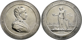Baden-Durlach. Friedrich I. 1852-1907. 
Versilberte Bronzemedaille 1898 von R. Mayer, auf den 60. Geburtstag seiner Gemahlin, Großherzogin Luise am 3...