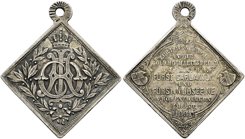 Hohenzollern-Sigmaringen. Karl Anton 1848-1849. 
Tragbare, silberne Medaillenkl...