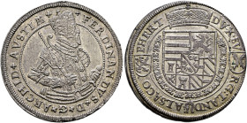 Ensisheim als habsburgische Münzstätte. Erzherzog Ferdinand 1564-1594. . 
Taler o.J. Älteres Brustbild, Harnisch mit Gemmen verziert. Klemesch 164, E...