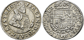 Ensisheim als habsburgische Münzstätte. Erzherzog Ferdinand 1564-1594. . 
1/4 Taler o.J. Harnisch mit Rankenmuster verziert. Variante mit Tiroler Adl...