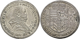 Ensisheim als habsburgische Münzstätte. Erzherzog Maximilian 1612-1618. . 
Taler 1614. Klemesch 15, E.u.L. 170 var., MT -, Dav. 3326, Slg. Voltz 120 ...