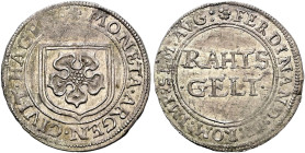 Hagenau, Stadt. . 
Ratsgeld o.J. Stadtwappen / Wertbezeichnung sowie Titulatur Kaiser Ferdinand II. (1620-1632). E.u.L. 46, Slg. Voltz 232.
selten, ...