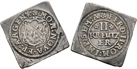 Straßburg, Stadt. . 
2 Kreuzer-Klippe o.J. Stadtwappen / Wertangabe sowie Titulatur Kaiser Ferdinand II. E.u.L. - vgl. 276 und 277 ("normale" 2 Kreuz...