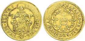 Straßburg, Stadt. . 
Goldgulden o.J. (1. Hälfte 17. Jh.). Thronende Madonna / Reichsapfel im reich verzierten Sechspass. E.u.L. 425 (var.), Slg. Volt...