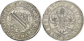 Straßburg, Stadt. . 
1/2 Gulden zu 30 Kreuzer o.J. (nach 1668). Stadtwappen im deutschen Schild / Stadtlilie. E.u.L. 487 var., Slg. Voltz 571 var. -...