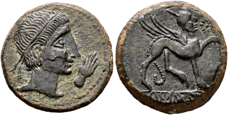 Hispania Ulterior. Castulo. 
Bronzemünze (As) ca. 100-80 v. Chr. Männliche Büst...