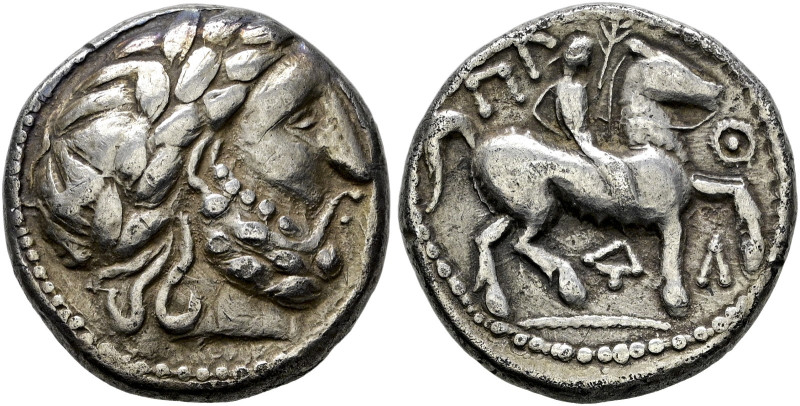Ostkelten. . 
Tetradrachme, Typ Philipp II. von Makedonien Kopf des Zeus mit Lo...