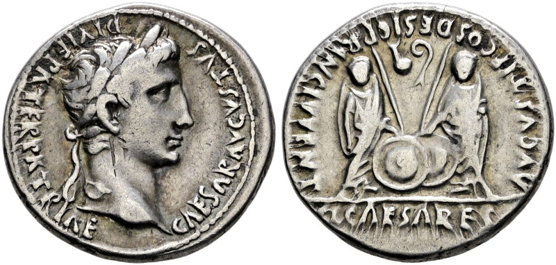 Kaiserzeit. Augustus (Octavianus) 27 v. Chr. -14 n. Chr. 
Denar 2 v. Chr. -Lugd...
