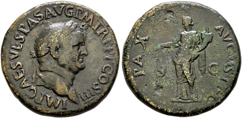 Kaiserzeit. Vespasianus 69-79. Sester. 
71 -Rom-. IMP CAES VESPAS AVG P M TR P ...