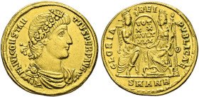 Kaiserzeit. Constantius II. 337-361.
Solidus 347/355 -Antiochia-. FL IVL CONSTANTIVS PERP AVG. Drapierte Panzerbüste mit Rosettendiadem nach rechts /...