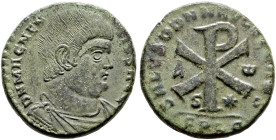 Kaiserzeit. Magnentius 350-353. 
Doppelmaiorina (Doppelcentenionalis oder Follis) 351/352 -Lugdunum-. D N MAGNENTIVS P F AVG. Bloße drapierte Panzerb...