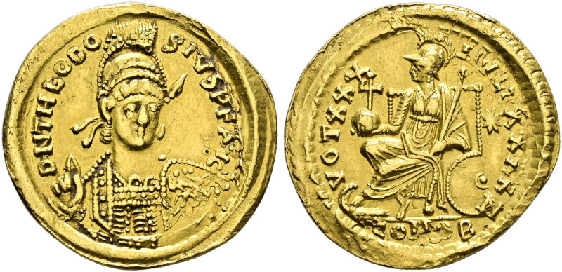 Kaiserzeit. Theodosius II. 402-450. 
Solidus 430/440 -Constantinopolis-. 7. Off...