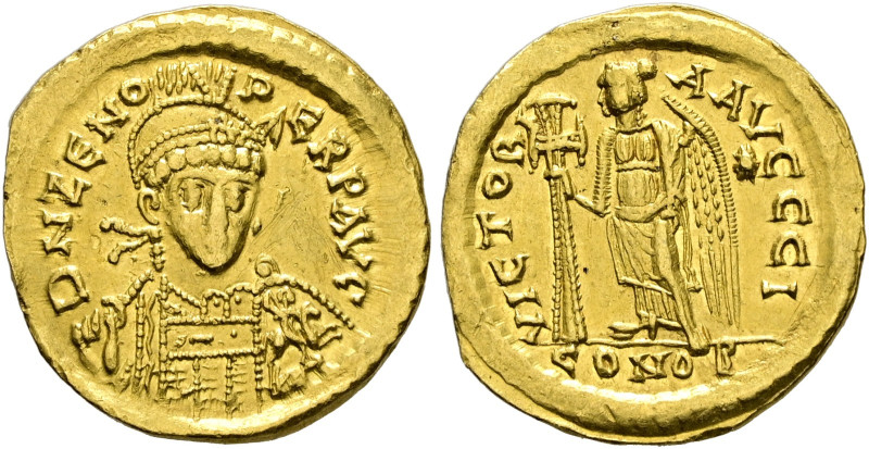 Kaiserzeit. Zeno 476-491, zweite Regierung. 
Solidus -Constantinopolis-. D N ZE...
