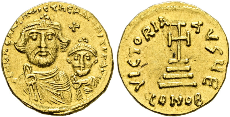 Heraclius mit Heraclius Constantinus 613-641. 
Solidus 616/625 -Constantinopoli...