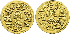Westgoten in Spanien. Recaredo I. 586-601. 
AV-Tremisses -Toleto-. +RECCAREDVSREX. Brustbild von vorn / +TOLETOPIVS. Brustbild von vorn. GEM 8, CNV 7...