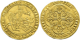 Belgien-Flandern. Ludwig II. de Male 1346-1384. 
Cavalier d'or (Franc á Cheval) o.J. Graf in Turnierrüstung mit gezücktem Schwert nach links reitend ...