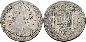 China. . 
8 Reales 1808 -Lima- für Peru (geprägt unter König Carlos IV.) mit zahlreichen chinesischen Gegen­stempeln (Chopmarks).
feine Patina, sehr...