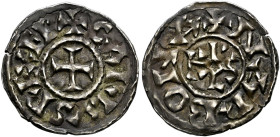 Frankreich-Karolinger. Karl der Große 768-814. 
Denar -Narbonne-. +CARLVS REX FR. Kreuz / + NARBONA. Karolusmonogramm. MG 185, Prou 835. 1,89 g
sehr...