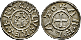 Frankreich-Karolinger. Karl der Große 768-814. 
Denar. -Arles-. +CARLVSREX·FR. Karolusmonogramm / +AR·E·LATO. Kreuz. MG 196, Prou 853. 1,70 g
äußers...