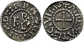Frankreich-Karolinger. Karl der Kahle 843-877. 
Denar -Arras-. +CRATIA D-•I REX. Karolusmonogramm / +ATREBATIS CIVITAS. Kreuz. MG 740, Prou 217. 1,63...