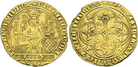 Frankreich-Königreich. Philipp VI. von Valois 1328-1350. 
Ecu d'or á la chaise o.J. (1348). 4. Emission. Ähnlich wie vorher, jedoch nun "GRA" zwische...