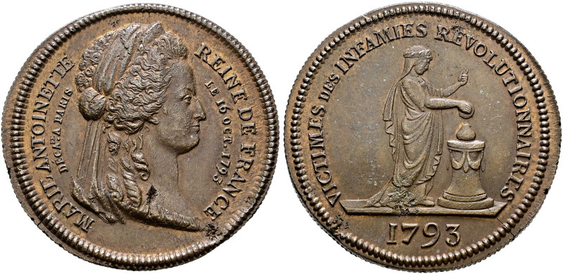 Frankreich-Königreich. Louis XVI. 1774-1793. 
Jetonartige Kupfermedaille 1793 u...