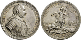 Großbritannien. George II. 1727-1760. 
Silbermedaille 1746 von M. Holtzhey, auf die Schlacht von Culledon. Geharnischtes Brustbild von William Cumber...