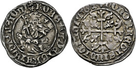 Italien-Neapel. Robert von Anjou 1309-1343. 
Gigliato o.J. König mit geschultertem Zepter und Reichsapfel auf Löwenthron / Blumenkreuz mit je einer L...