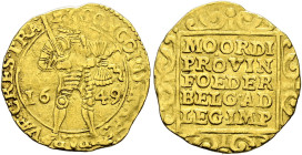Niederlande-Utrecht. . 
Ritterdukat 1649. Delm. 963, Fr. 284. 3,44 g
winzige Fassungsspuren(?), fast sehr schön