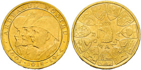 Rumänien. Mihai I. 1940-1947, zweite Regierung. 
20 Lei 1944. Auf die Wiedereingliederung Siebenbürgens. Schäffer/Stambuliu 129, Fr. 21, Schl. 23. 6,...