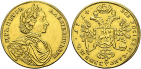 Russland. Peter I. 1682/1689-1725. 
Doppeldukat 1714 -Moskau, Roter Münzhof-. Bitkin 17 vgl., Fr. 86 vgl. 6,93 g
spätere Sammleranfertigung nach 190...
