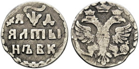 Russland. Peter I. 1682/1689-1725. 
Altyn (= 3 Kopeken) 1704 -Moskau, Roter Münzhof-. Kyrillische Jahreszahl. Bitkin 1156 (R), Uzdenikov 480. 0,80 g...