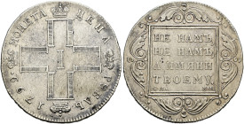 Russland. Paul I. 1796-1801. 
Rubel 1799 -St. Petersburg-. Bitkin 35, Uzdenikov 1293, Dav. 1688.
überdurchschnittliche Erhaltung, gutes sehr schön