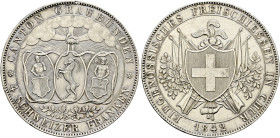 Schweiz-Eidgenossenschaft. . 
EIDGENÖSSISCHE SCHÜTZENTALER. 4 Franken 1842 auf das Freischießen in CHUR. DT 44, HMZ 2-1340a, Richter 836a.
selten, k...