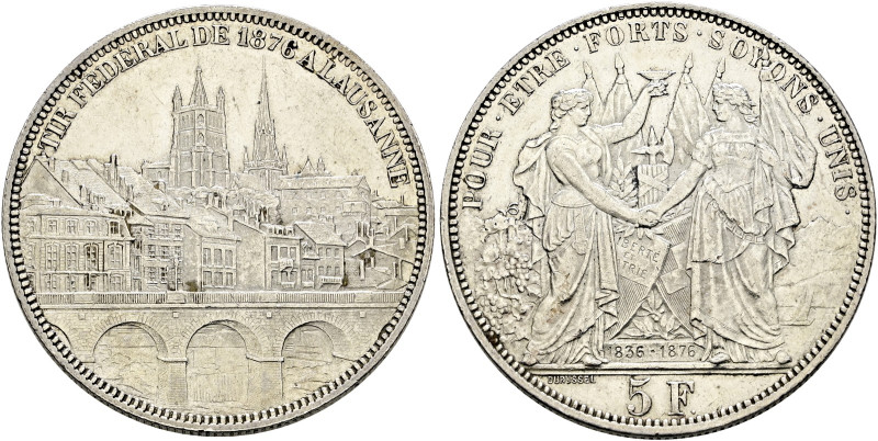 Schweiz-Eidgenossenschaft. . 
5 Franken 1876 auf das Eidgenössische Schützenfes...