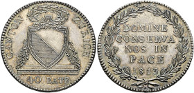 Schweiz-Zürich, Stadt und Kanton. . 
Neutaler zu 40 Batzen 1813. Stempel von P. Bruckmann. Ein weiteres Exemplar von anderem Aversstempel. DT 18, HMZ...
